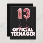 Carte De Correspondance 13e anniversaire des ballons officiels pour adoles (Devant / Derrière)