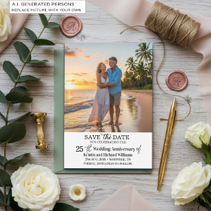 Carte De Correspondance 25e Anniversaire de Mariage Enregistrer la Date Ph