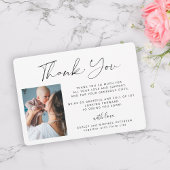 Carte De Correspondance 2 photos bébé simple élégant script merci