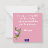 Carte De Correspondance 3 Fleurs roses voeux Anniversaire Note Card (Dos)