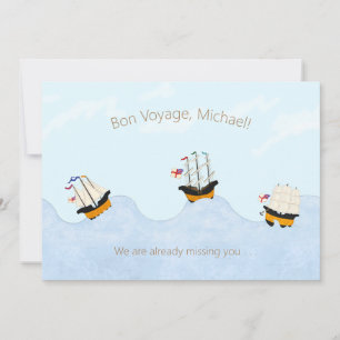 Carte De Correspondance 3 navires naviguant sur la mer agitée Personnalisé