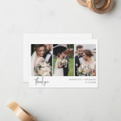 Carte De Correspondance 3 Photos Cursive Script Mariage Merci (Devant/Arrière en situation)
