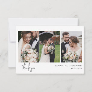 Carte De Correspondance 3 Photos Cursive Script Mariage Merci