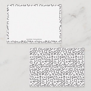 Carte De Correspondance 90's Noir & Blanc Retro Shapes Motif
