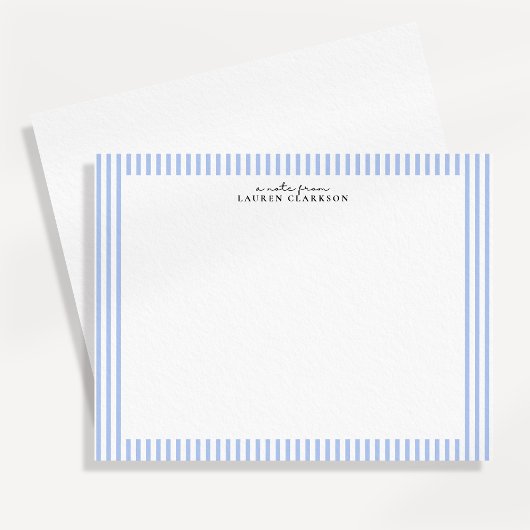 Carte de correspondance à bordure rayée bleu clair