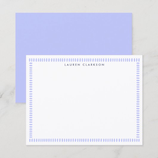 Carte de correspondance à bordure rayée lavande pe (Devant / Derrière)