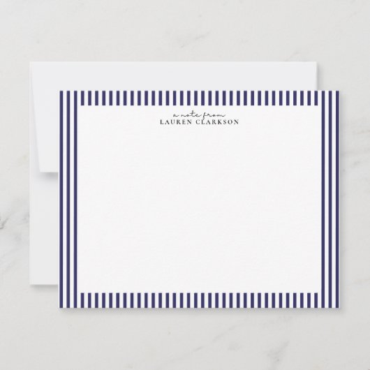 Carte de correspondance à bordure rayée marine (Devant)