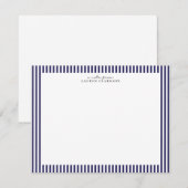 Carte de correspondance à bordure rayée marine (Devant / Derrière)