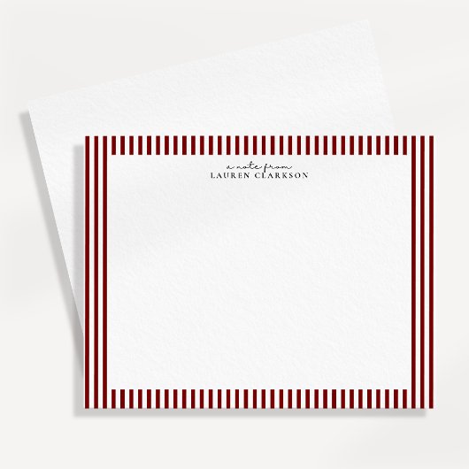 Carte de correspondance à bordure rayée rouge prof