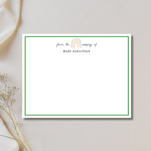 Carte de correspondance à bordure verte forêt arc-