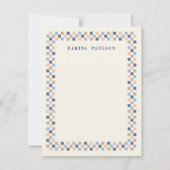 Carte de correspondance à cadre damier - Navy (Devant)