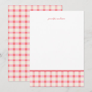 Carte de correspondance à carreaux gingham rose pa