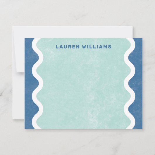 Carte de correspondance à lignes ondulées - Bleu (Devant)