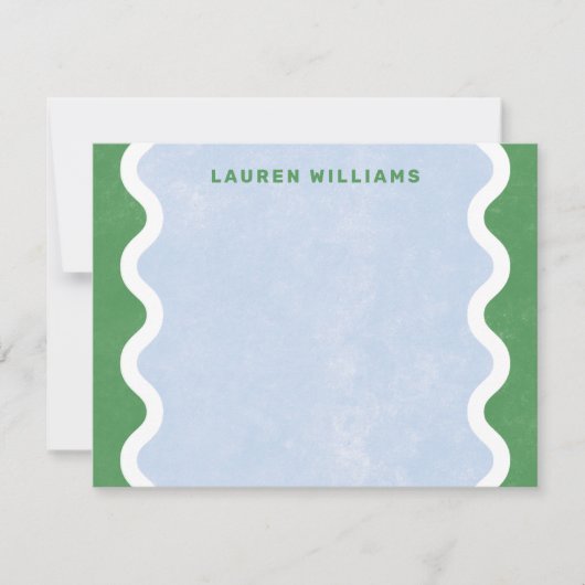 Carte de correspondance à lignes ondulées - Vert (Devant)