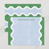 Carte de correspondance à lignes ondulées - Vert (Devant / Derrière)