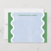 Carte de correspondance à lignes ondulées - Verte (Devant)