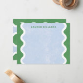 Carte de correspondance à lignes ondulées - Verte (Devant/Arrière en situation)