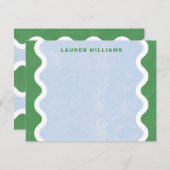 Carte de correspondance à lignes ondulées - Verte (Devant / Derrière)