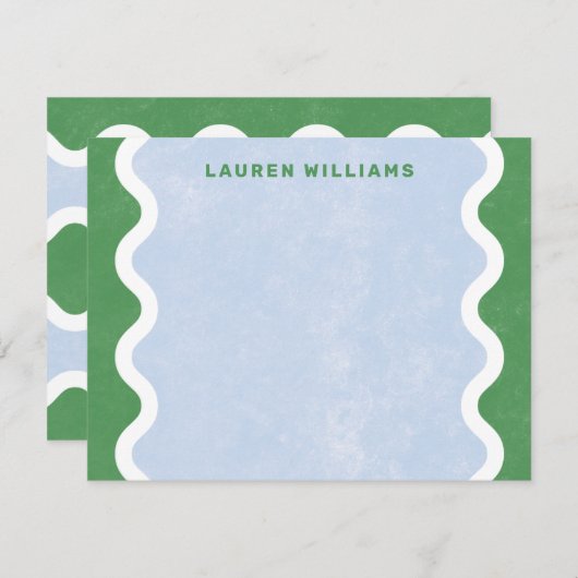 Carte de correspondance à lignes ondulées - Verte (Devant / Derrière)