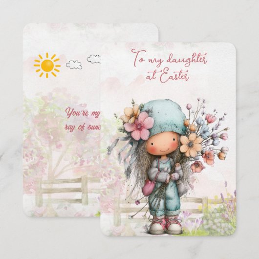 Carte De Correspondance À ma fille à Pâques (Devant / Derrière)