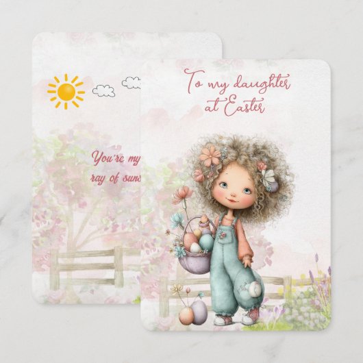 Carte De Correspondance À ma fille à Pâques (Devant / Derrière)