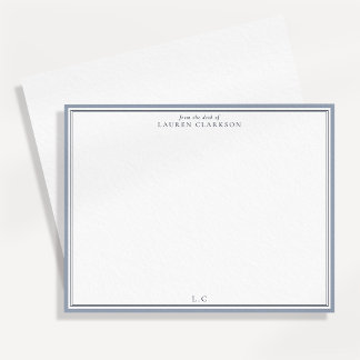Carte de correspondance à monogramme à bordure ble
