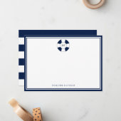 Carte de correspondance à monogramme rayé de marin (Devant/Arrière en situation)