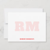 Carte de correspondance à monogramme rouge moderne (Devant)