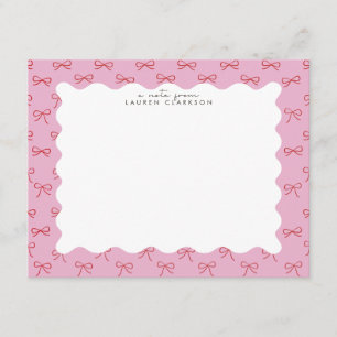 Carte de correspondance à ruban rose coquette ondu