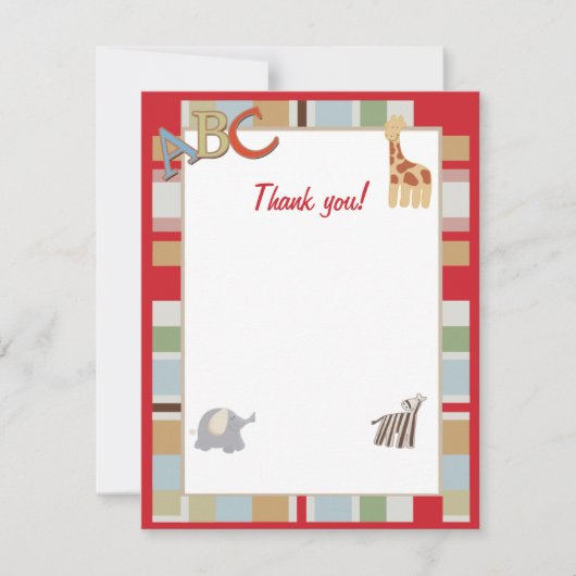 Carte De Correspondance ABC Alphabet Soup Jungle Merci notes (Devant)