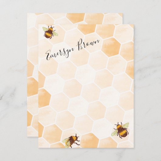 Carte De Correspondance Abeille aquarelle (Devant / Derrière)