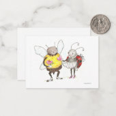 Carte De Correspondance abeille et coccinelle minuscule (Devant/Arrière en situation)