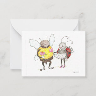 Carte De Correspondance abeille et coccinelle minuscule