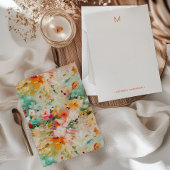 Carte De Correspondance Abstract Floral Painting Monogram Name Stationery