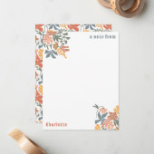 Carte De Correspondance Abstrait Floral & Oiseaux Mi-siècle Motif moderne (Devant/Arrière en situation)