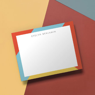 Carte De Correspondance Abstrait jaune Turquoise rouge Motif