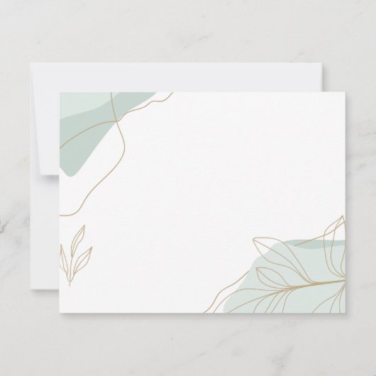 Carte De Correspondance Abstrait vert avec Feuilles d'or (Dos)