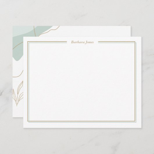 Carte De Correspondance Abstrait vert avec Feuilles d'or (Devant / Derrière)