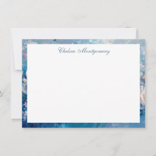 Carte De Correspondance Abstraite peinture rose rose bleu floral personnal
