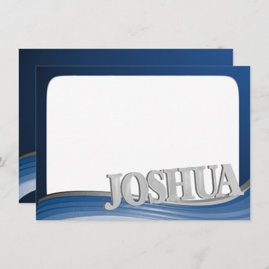 Carte De Correspondance Acier avec nom Joshua Flat Note (Devant / Derrière)