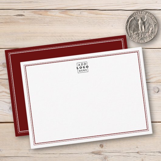 Carte De Correspondance Add Your Logo Maroon Double Border Business