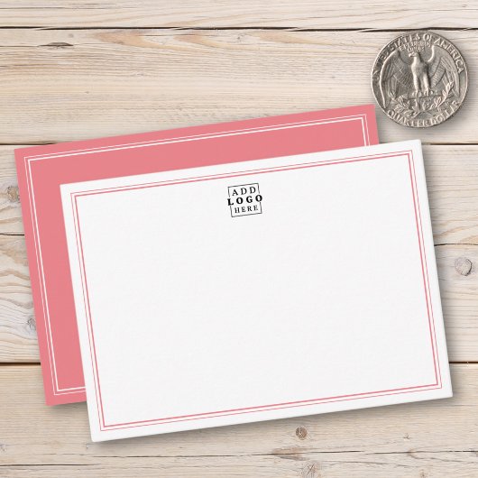 Carte De Correspondance Add Your Logo Pink Double Border Business