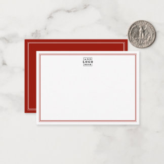 Carte De Correspondance Add Your Logo Red Two Line Border Business