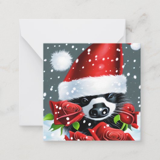 Carte De Correspondance Adorable Skunk de Noël (Devant)
