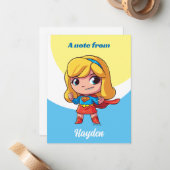 Carte De Correspondance Adorable Stance Supergirl (Devant/Arrière en situation)