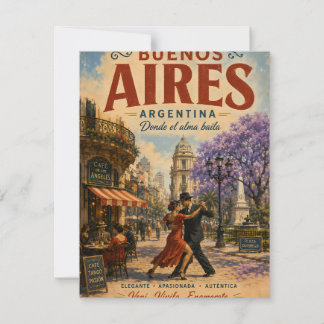 Carte De Correspondance Affiche de voyage vintage Buenos Aires Argentine a