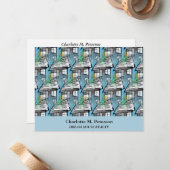 Carte De Correspondance Agent immobilier Motif Maison bleue (Devant/Arrière en situation)