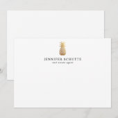 Carte De Correspondance Agent immobilier personnalisé Faux Gold Pineappy (Devant / Derrière)