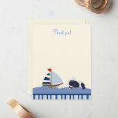 Carte De Correspondance Ahoy Mate Blue Whale 4x5 Flat Merci note (Devant/Arrière en situation)