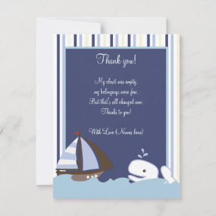 Carte De Correspondance Ahoy Mate White Whale 4x5 Flat Merci note